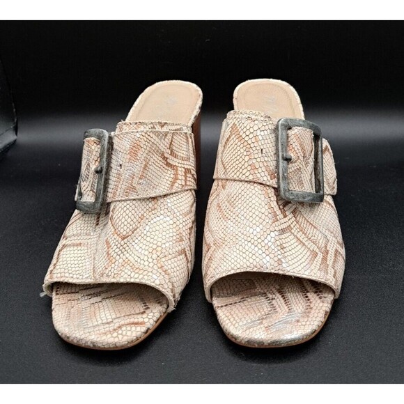 Matisse~Women's Beatrice Open Toe Mule Beige/Gold Snak Print~Size 8.5M - Picture 2 of 14